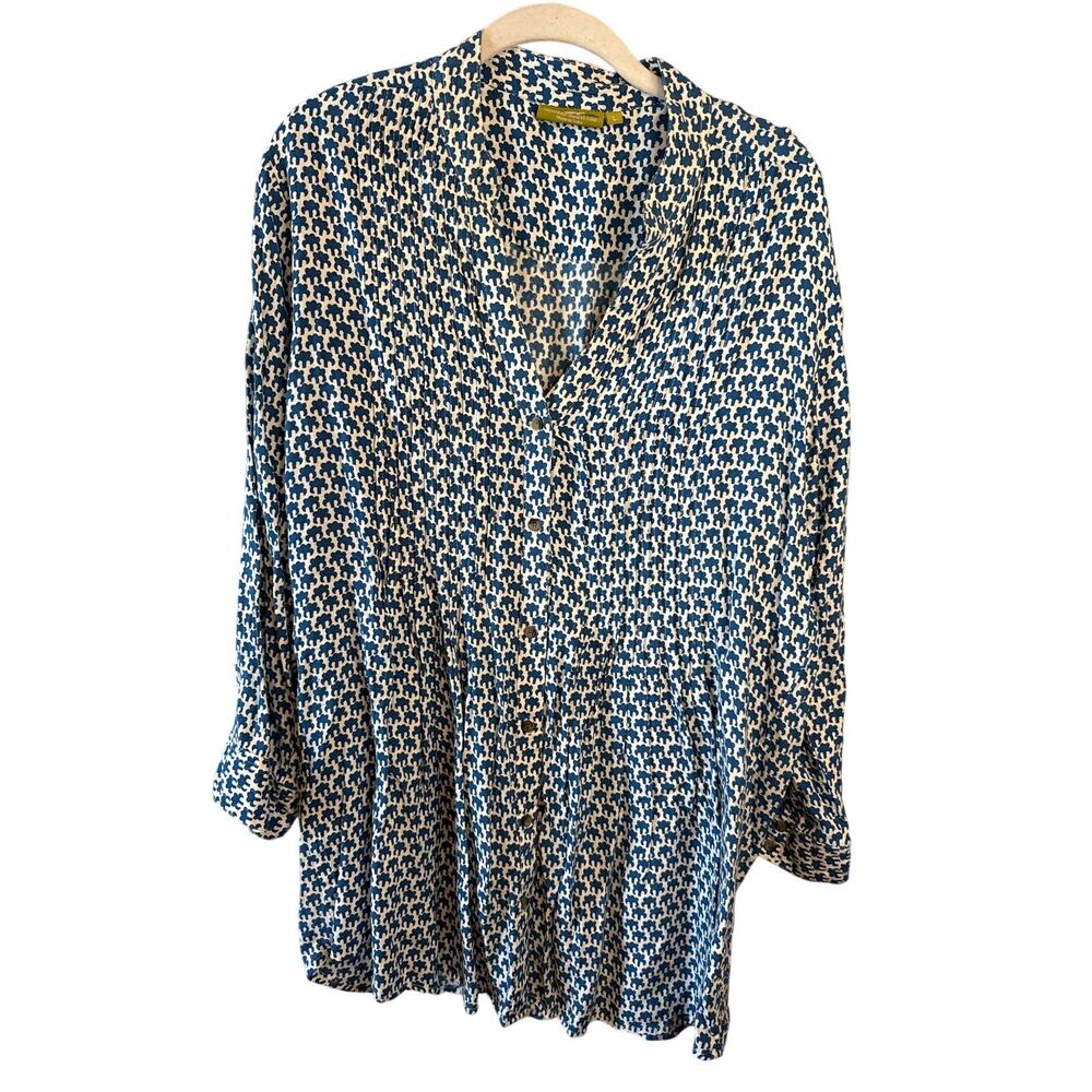 Rock Flower Paper Large Woman's Boho Flowy Natural Blouse Travel Inspired